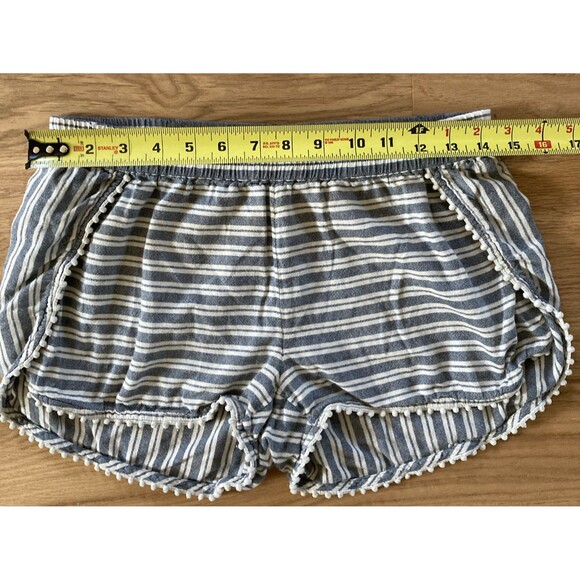 Madewell Oahu Coverup Shorts Stripe White Blue Pompom Trim XS Beach Coastal Chic - Picture 8 of 12